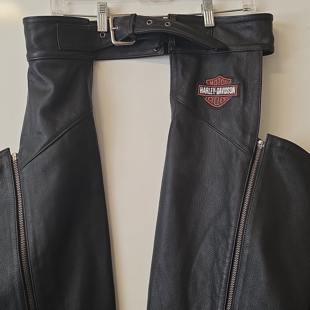 Harley-Davidson Black Leather Chaps with Belt